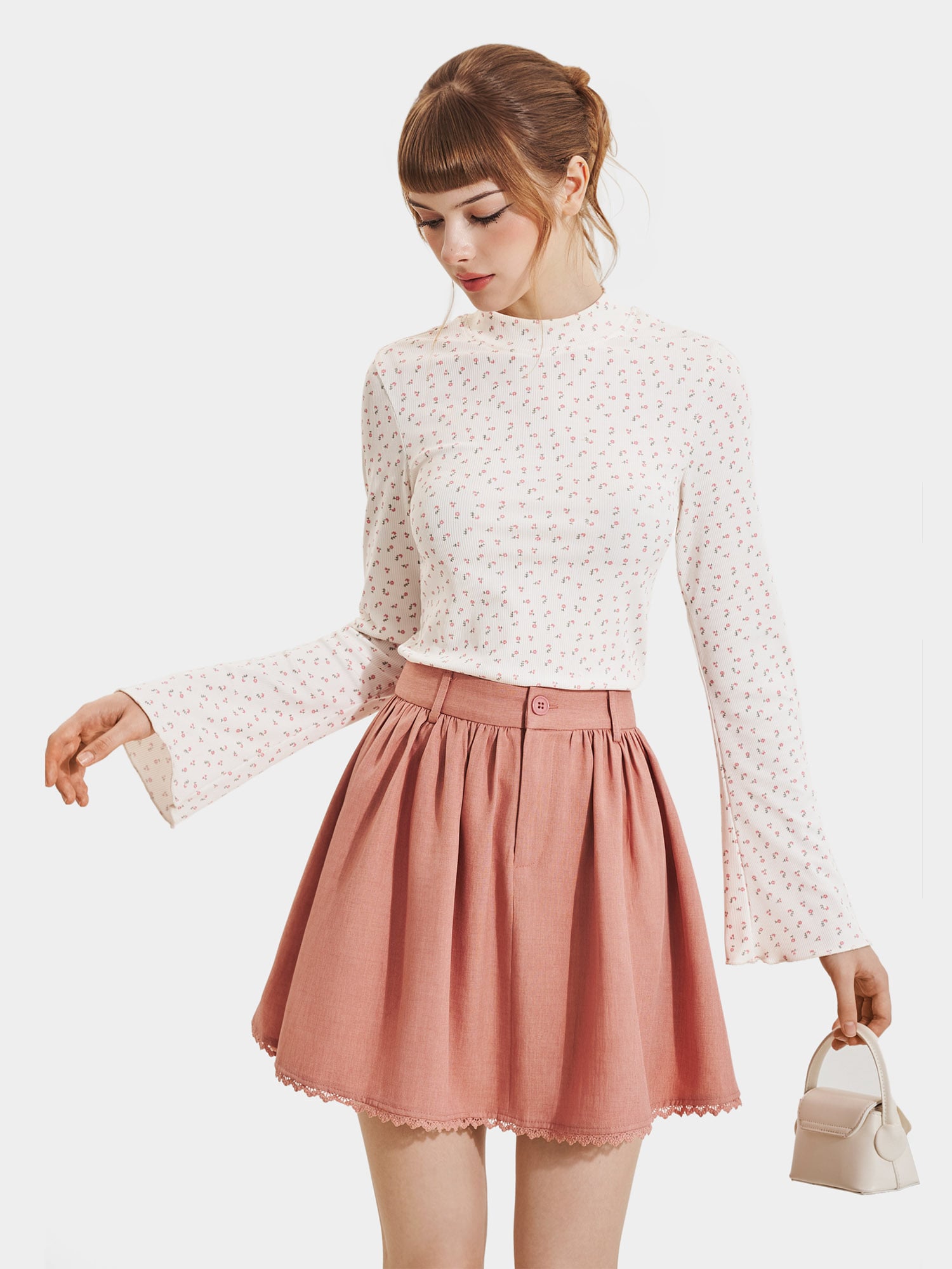 Váy mini form A lai phối ren