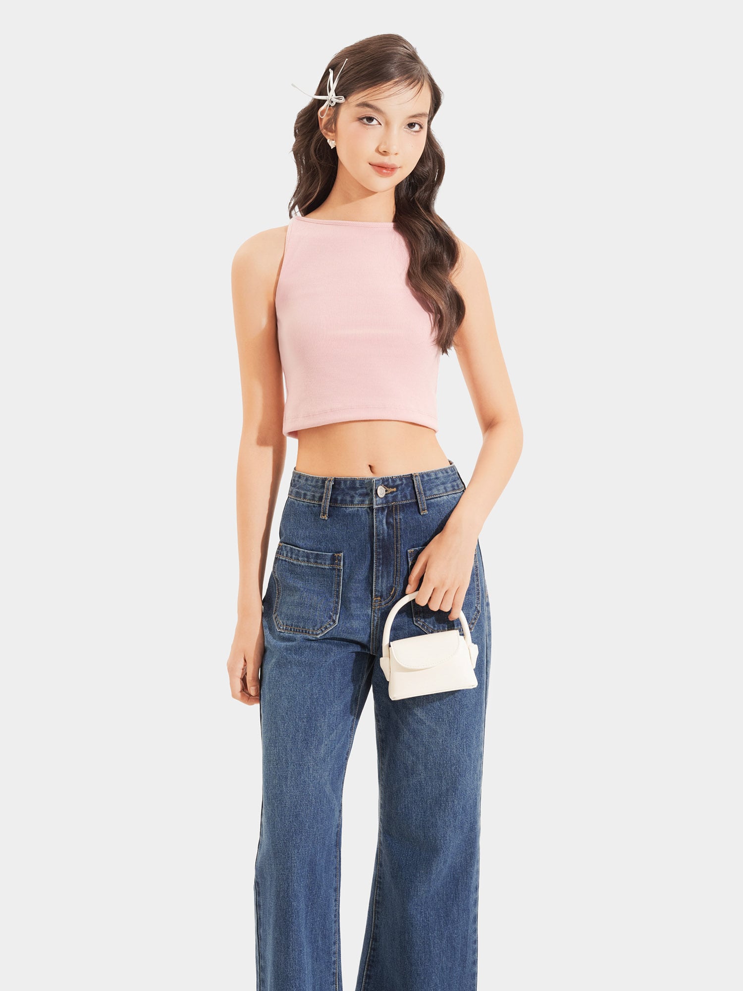 Áo thun crop 3 lỗ cổ thuyền