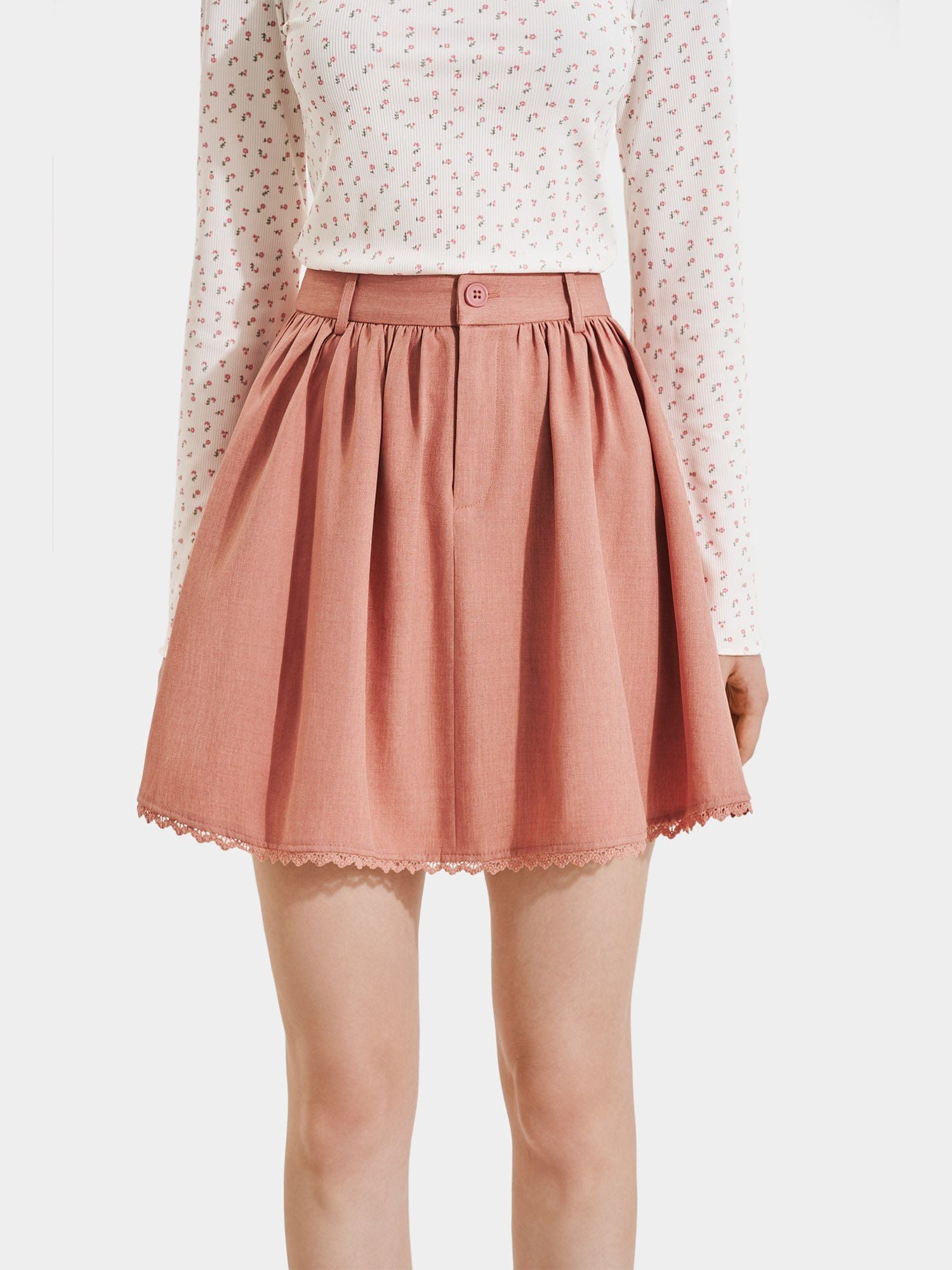  Váy mini form A lai phối ren 