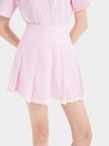  Váy mini sọc xếp li phối ren 