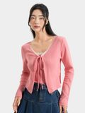  Áo cardigan phối ren thắt nơ 