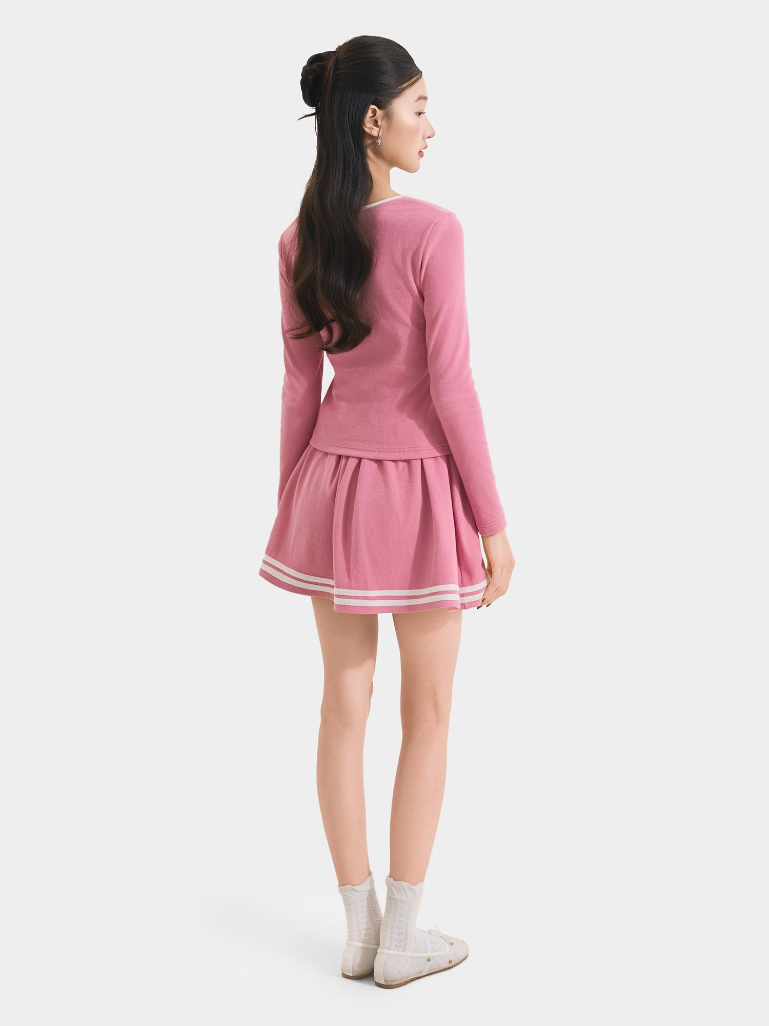 Váy thun mini form A phối viền