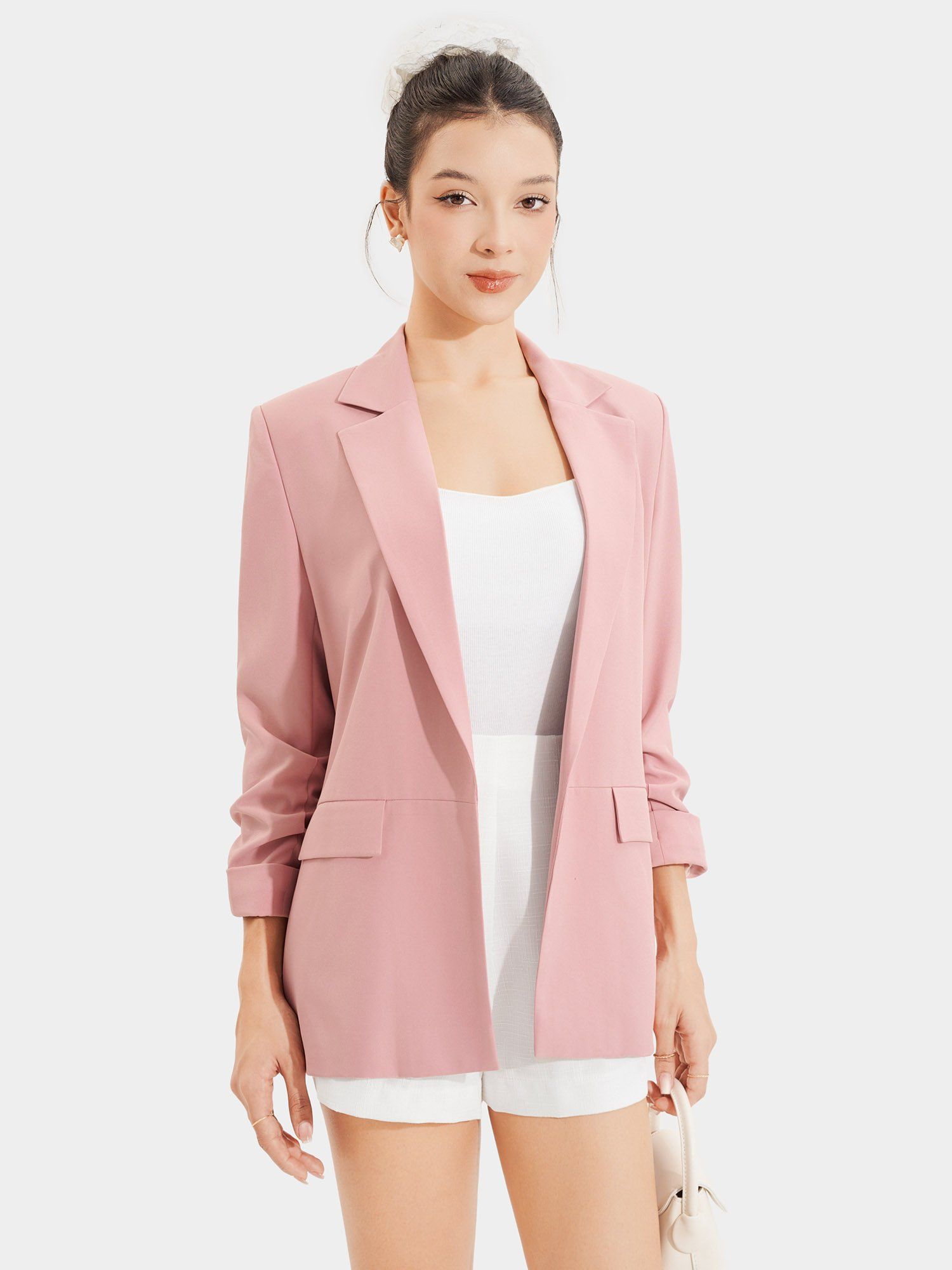  Áo blazer nhún xắn tay cách điệu 