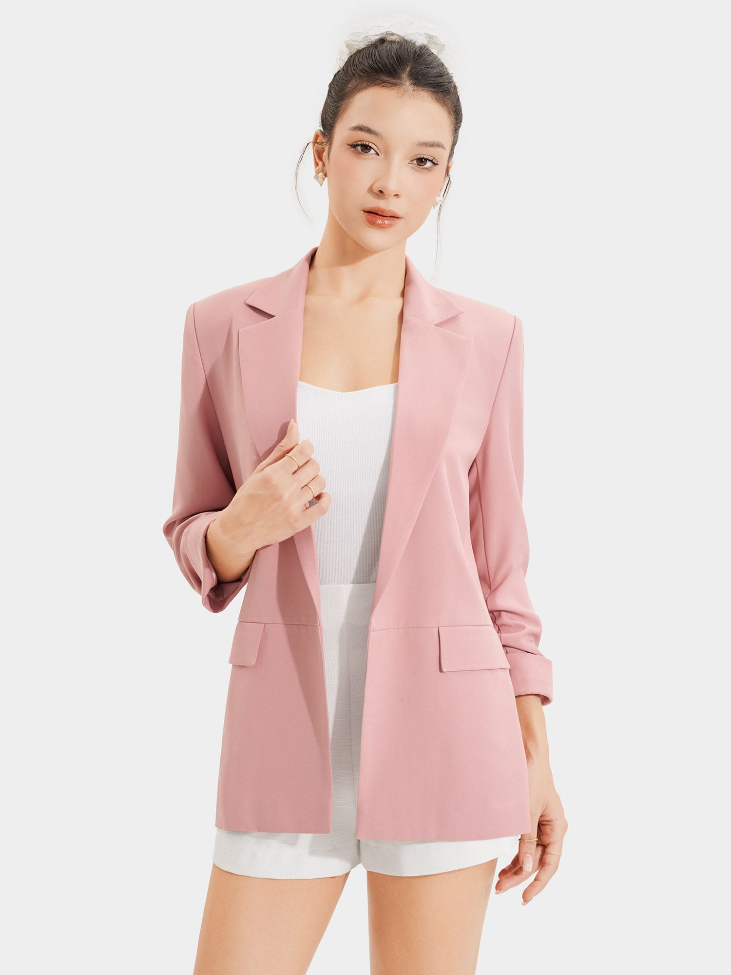  Áo blazer nhún xắn tay cách điệu 