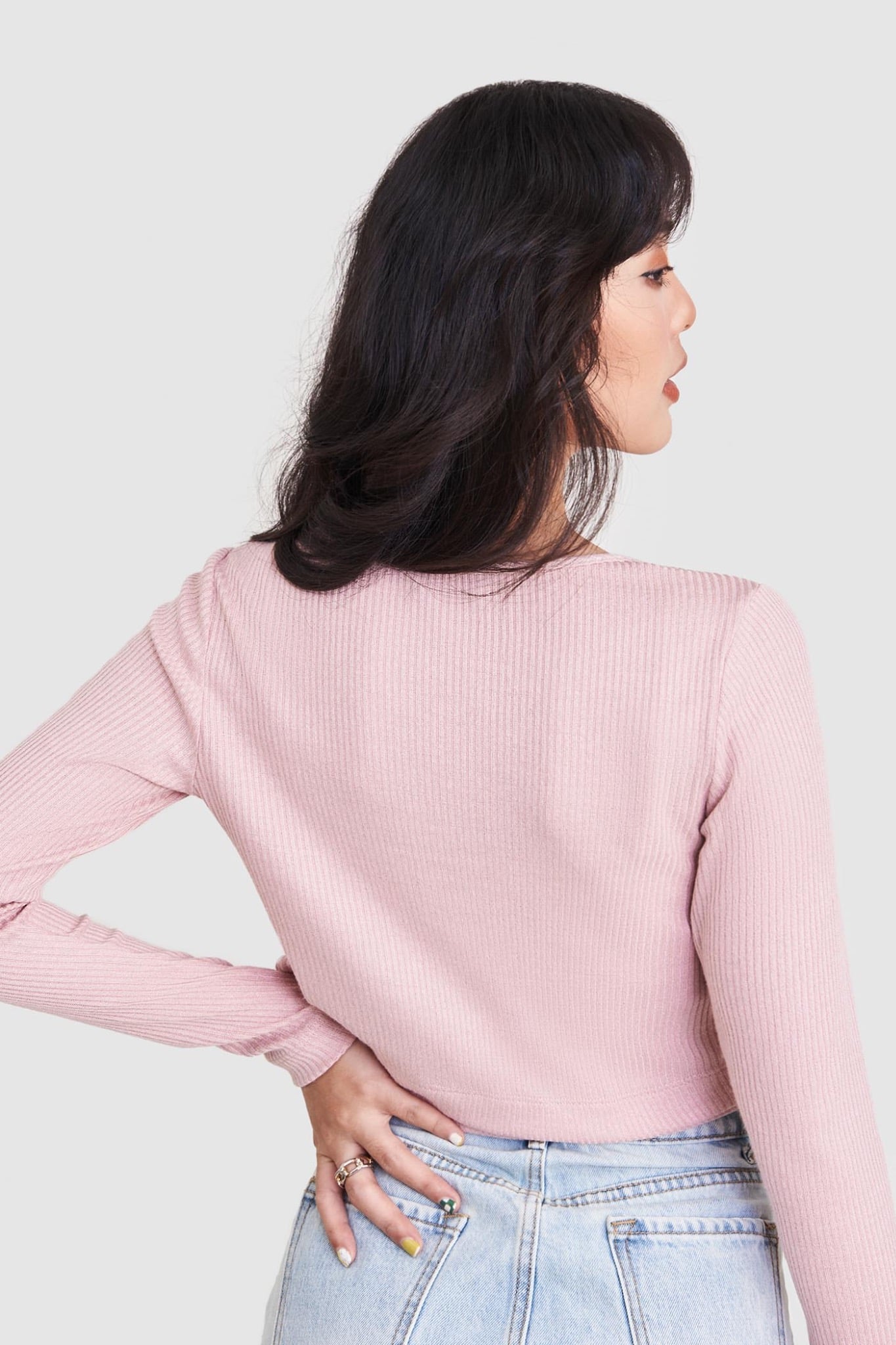 Áo cardigan thun thắt nơ