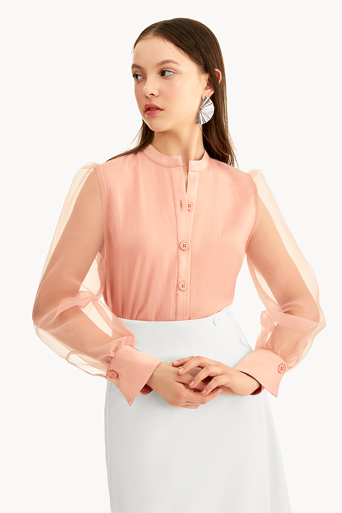 Áo sheer 2 lớp nẹp tay