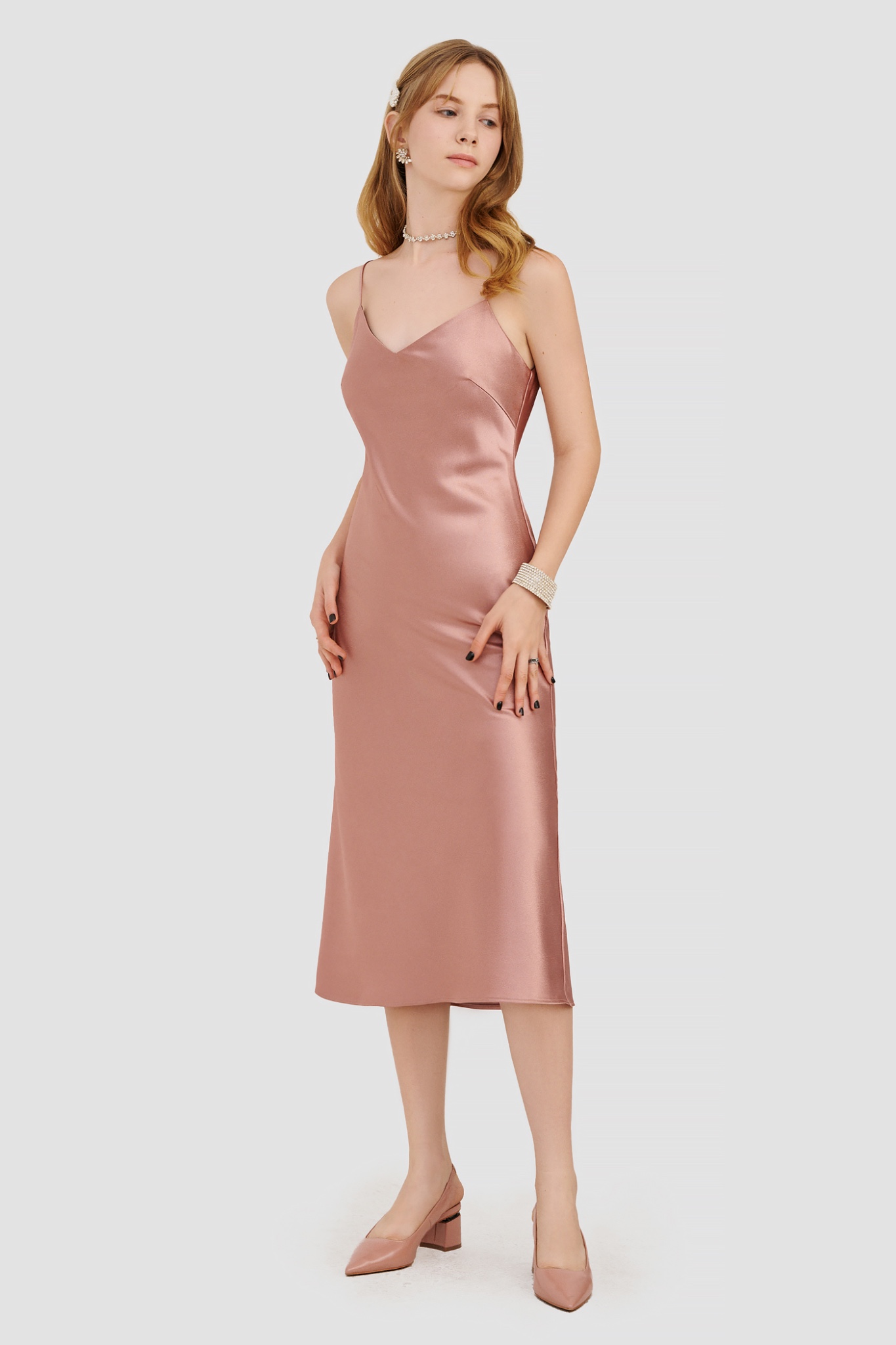 Đầm 2 dây slip dress satin