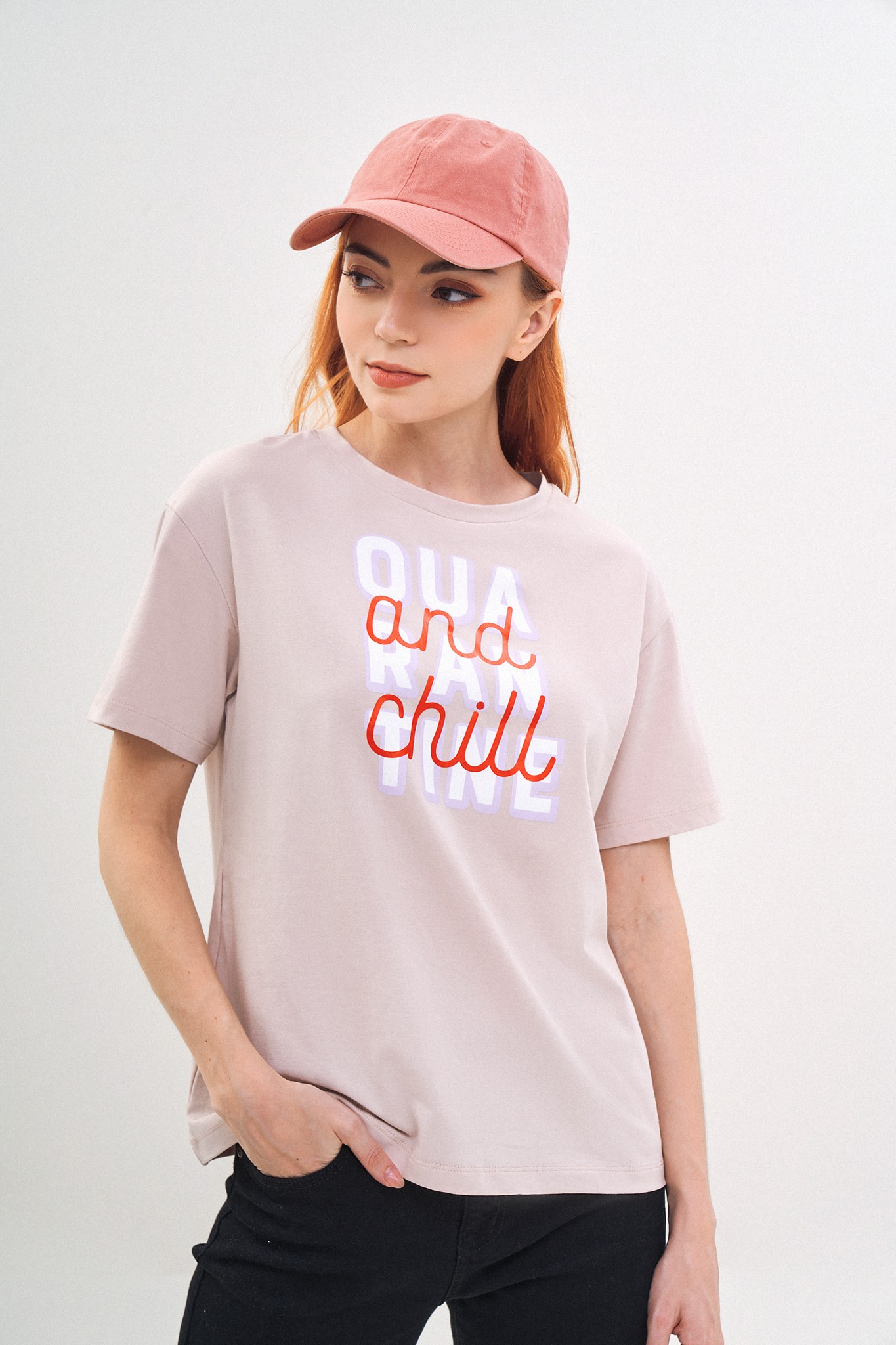 Áo thun relax graphic quarantine and chill