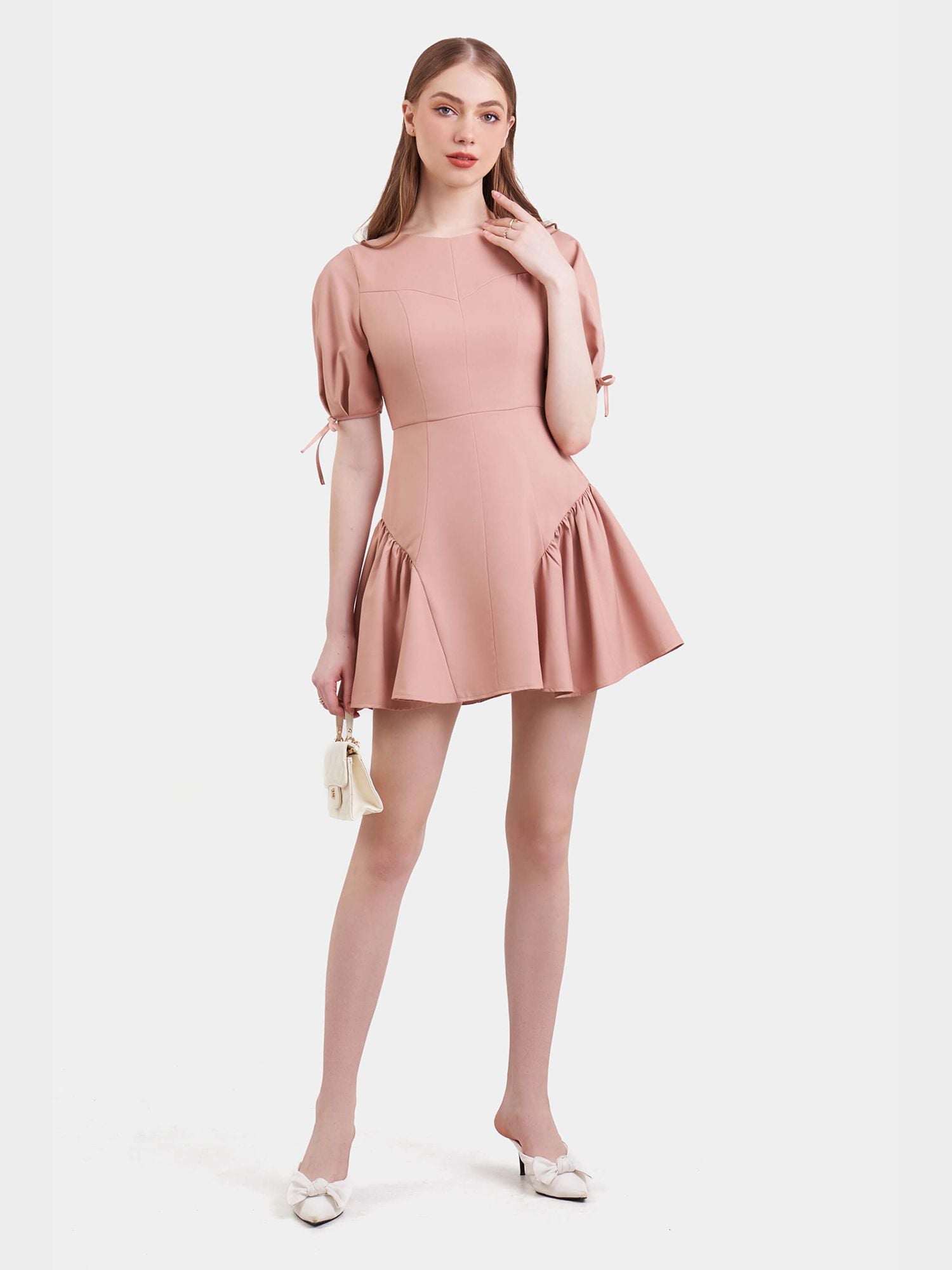 Vine Dress - Đầm mini Dáng Tầng Đính Nơ