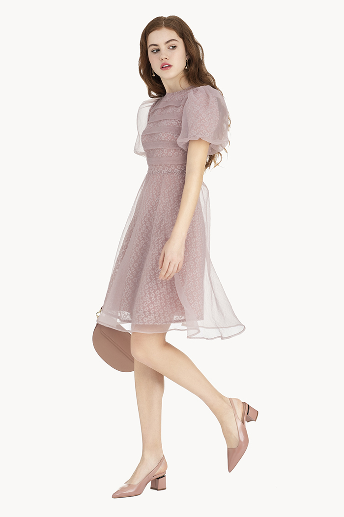 Đầm sheer phối ren 3D 3 lớp