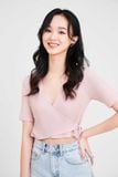  Áo thun crop wrap cột dây nơ 