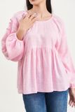  Áo kiểu linen tay dài raglan 