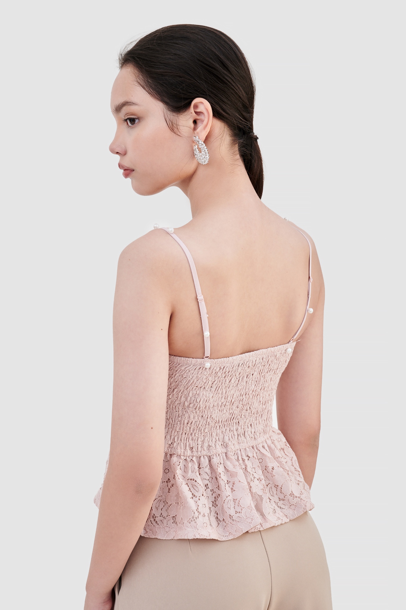 Áo kiểu 2 dây ren smocking lưng