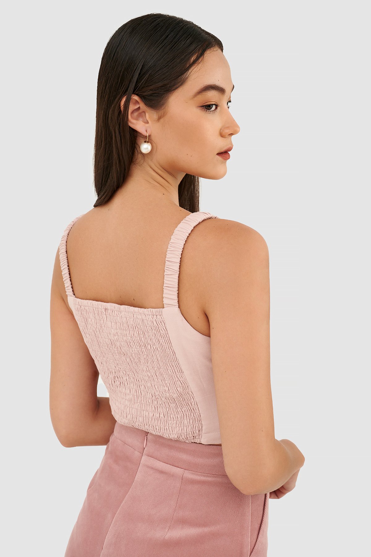 Áo croptop 2 dây smocking lưng