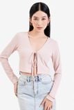  Áo cardigan dài tay thắt nơ cổ 