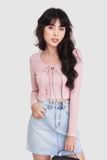  Áo cardigan thun thắt nơ 