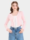  Áo cardigan phối viền thắt nơ 