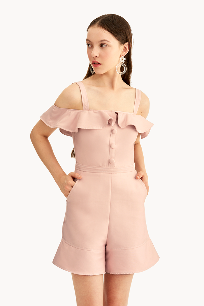 Jumpsuit bèo nút bọc