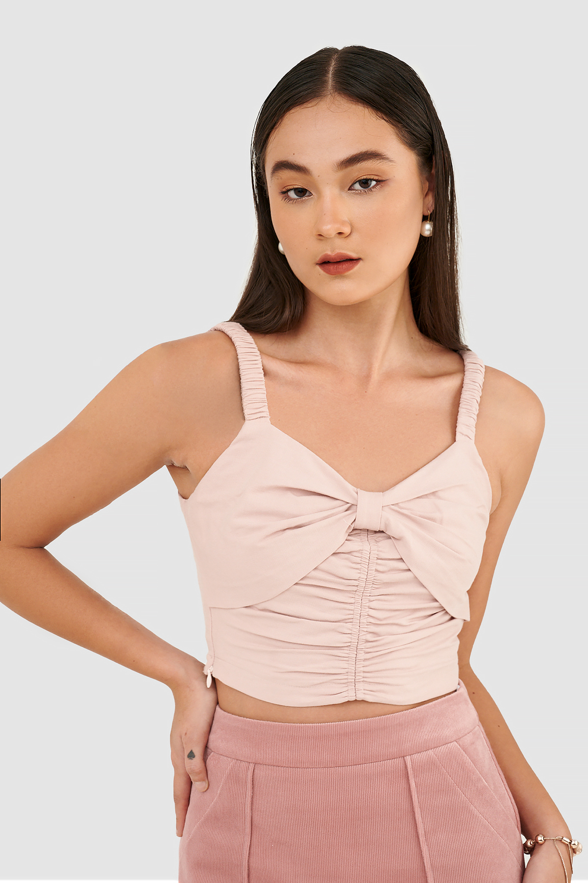 Áo croptop 2 dây smocking lưng