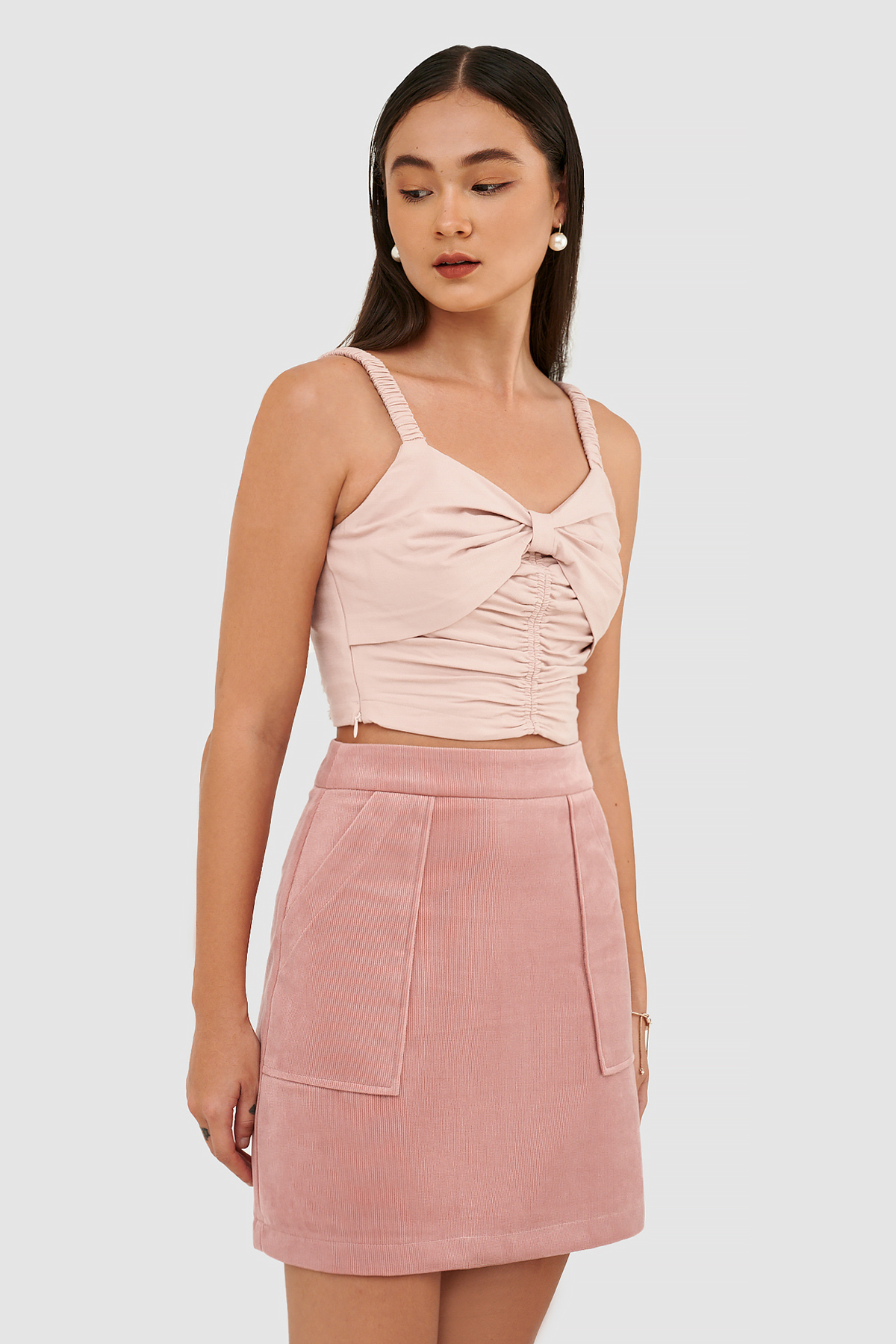 Áo croptop 2 dây smocking lưng