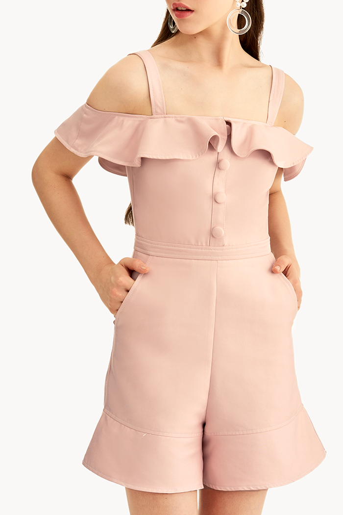 Jumpsuit bèo nút bọc