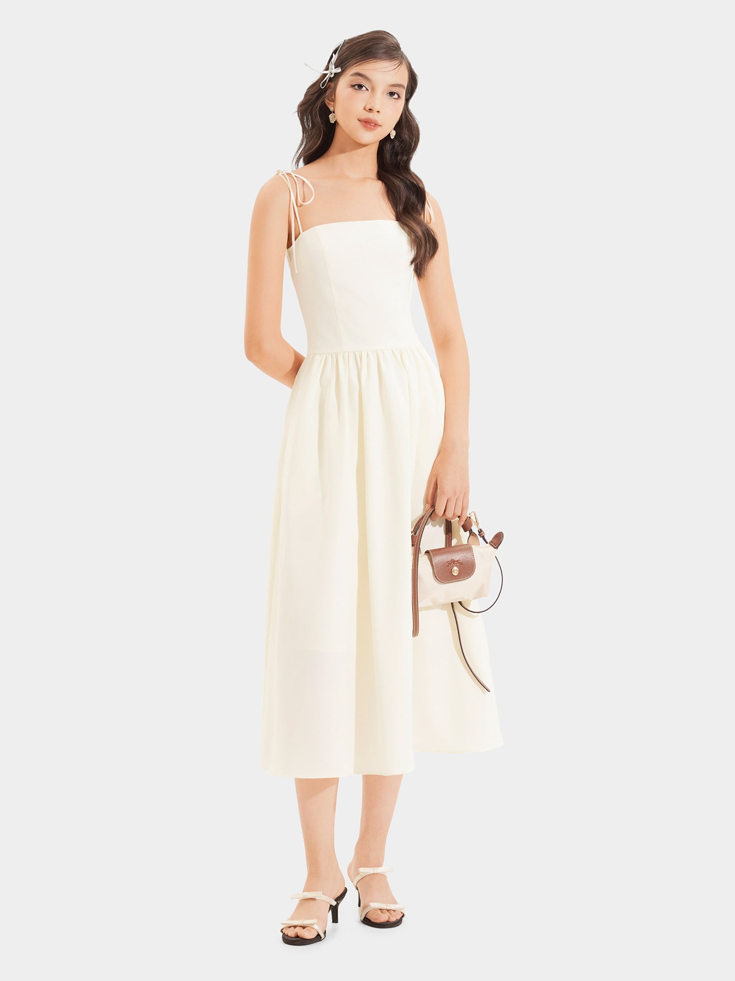Đầm midi 2 dây smocking lưng