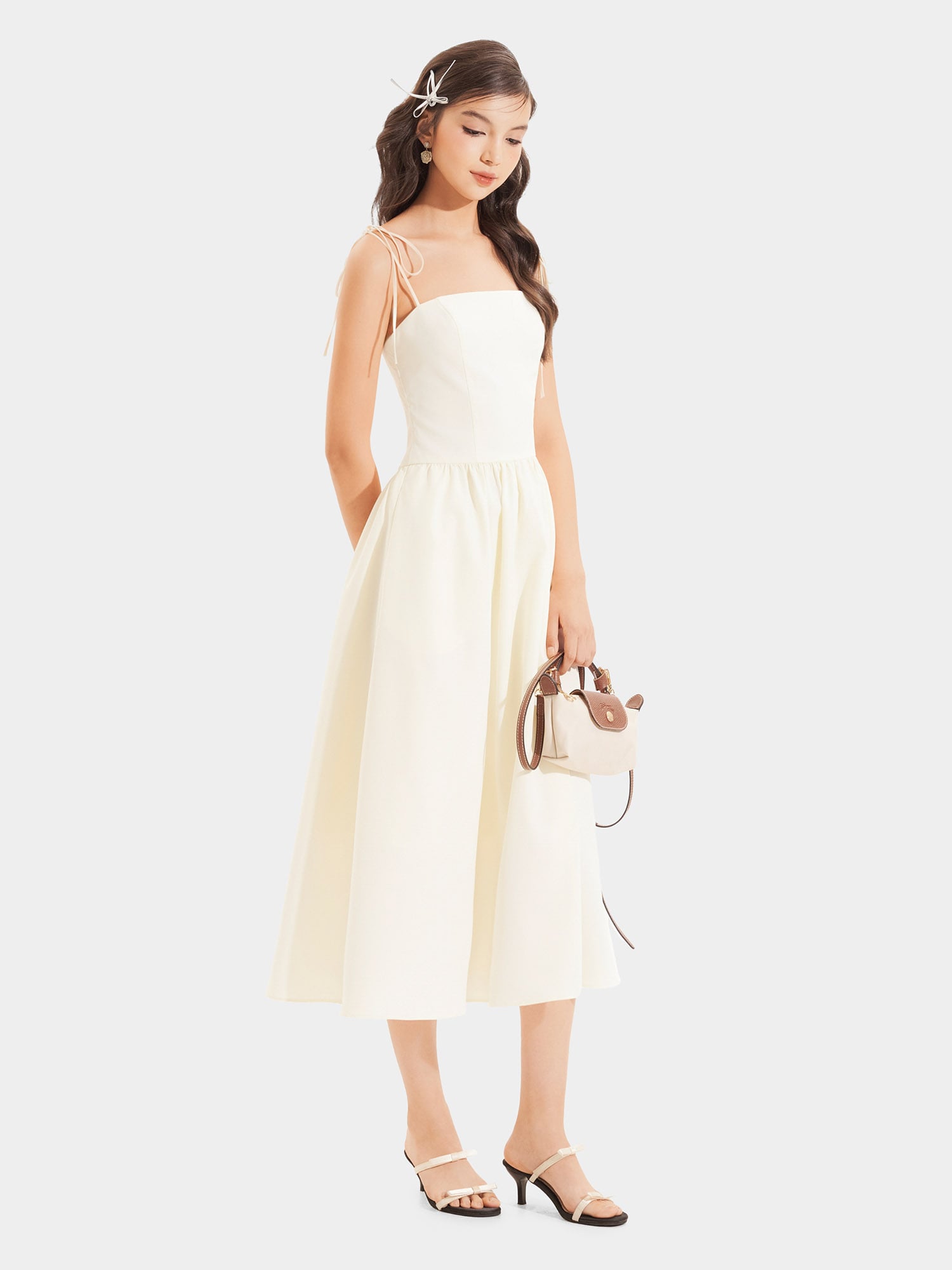 Đầm midi 2 dây smocking lưng