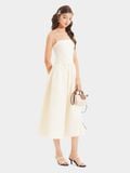  Đầm midi 2 dây smocking lưng 