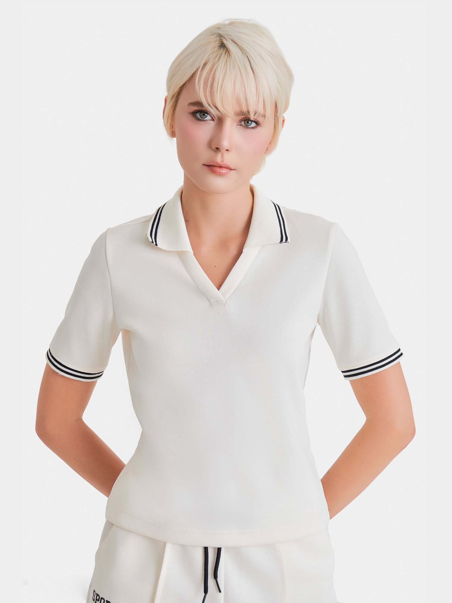 Áo thun cổ polo phối viền