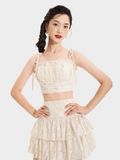  Áo ren 2 dây croptop phối viền đính nơ 