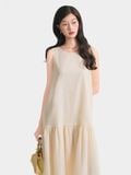  Đầm midi form suông sát nách thắt nơ lưng 