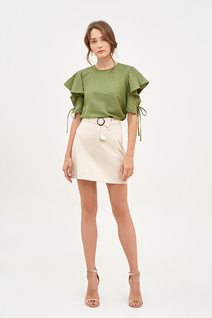 Váy A khaki basic kèm nịch fall19