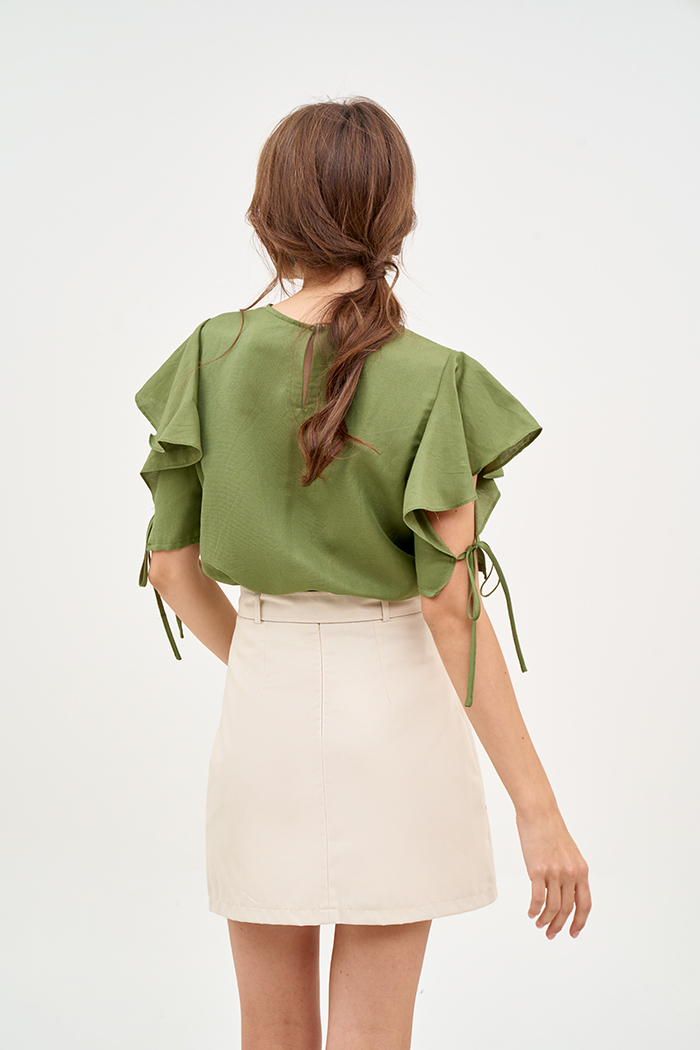 Váy A khaki basic kèm nịch fall19
