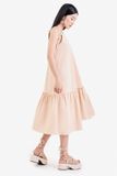  Đầm linen midi 2 dây xẻ V 