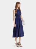  Đầm midi sát nách rút nhún ngực thun eo 