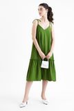  Đầm linen midi 2 dây xẻ V 