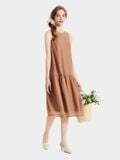 Đầm midi form suông sát nách thắt nơ lưng 