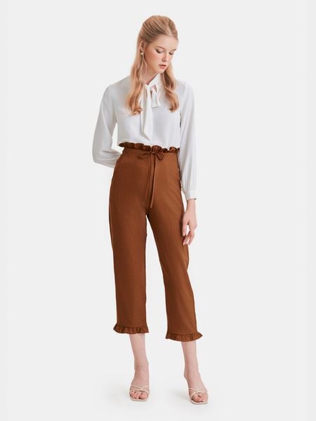  Quần lửng lưng liền đính nơ 2 túi lai phối bèo 