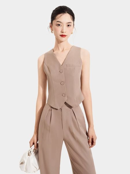  Quần tây ống suông 2 túi nhấn li trước 