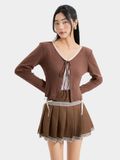  Áo cardigan phối ren thắt nơ 