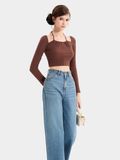  Áo thun croptop cổ yếm tay dài 