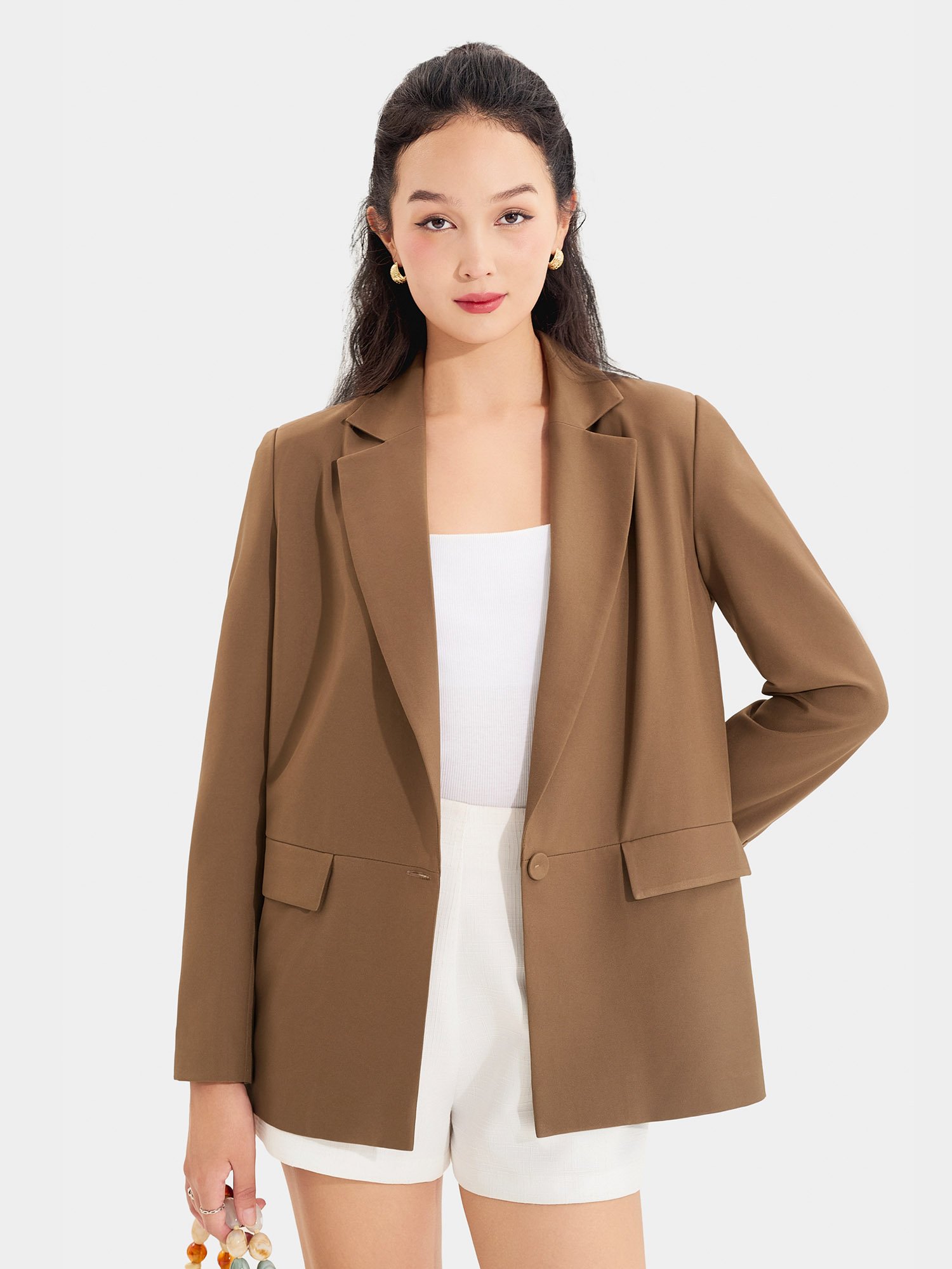 Áo blazer form cơ bản tay dài 2 túi