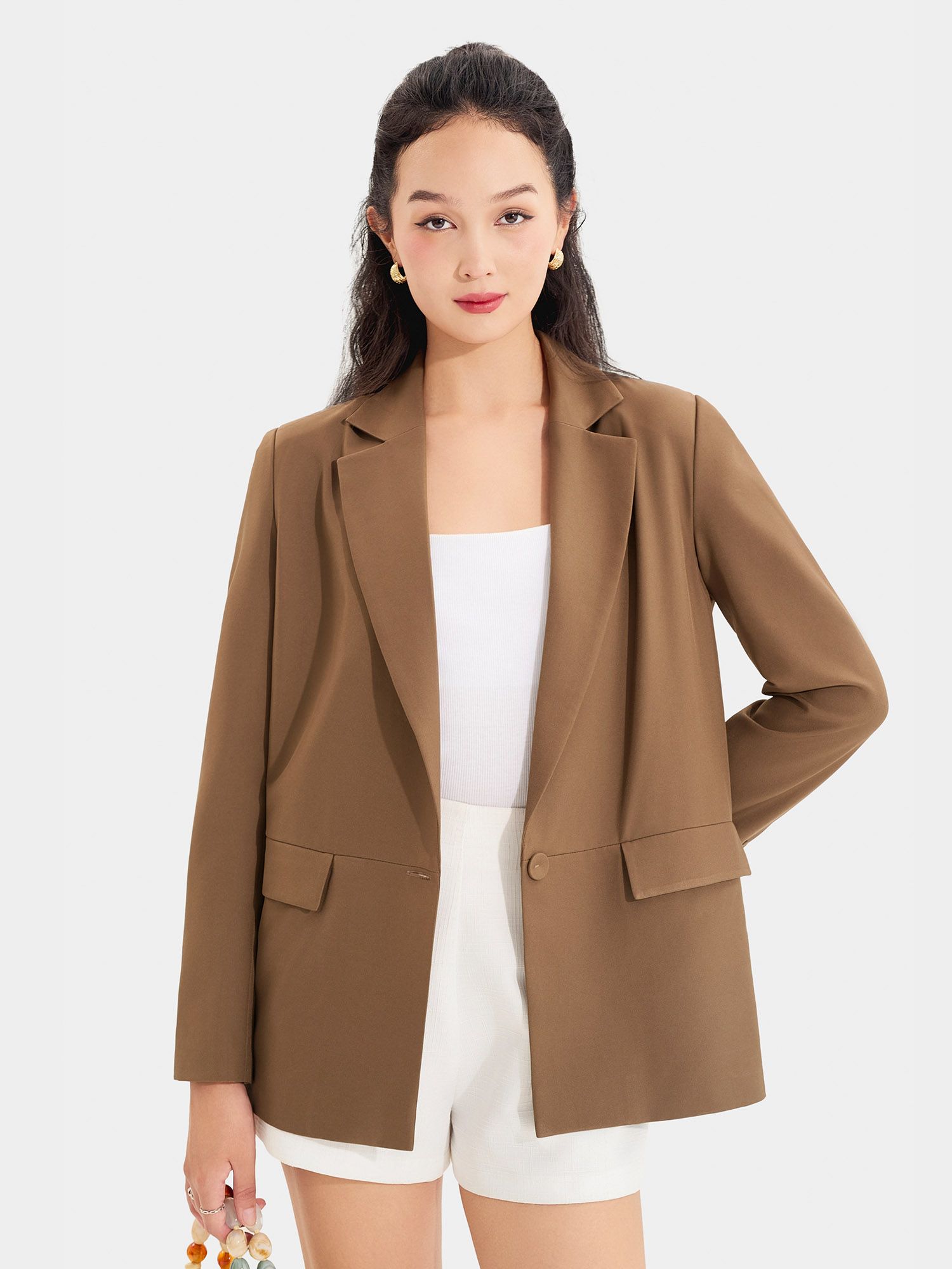  Áo blazer form cơ bản tay dài 2 túi 