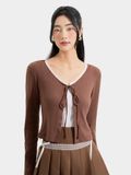  Áo cardigan phối ren thắt nơ 