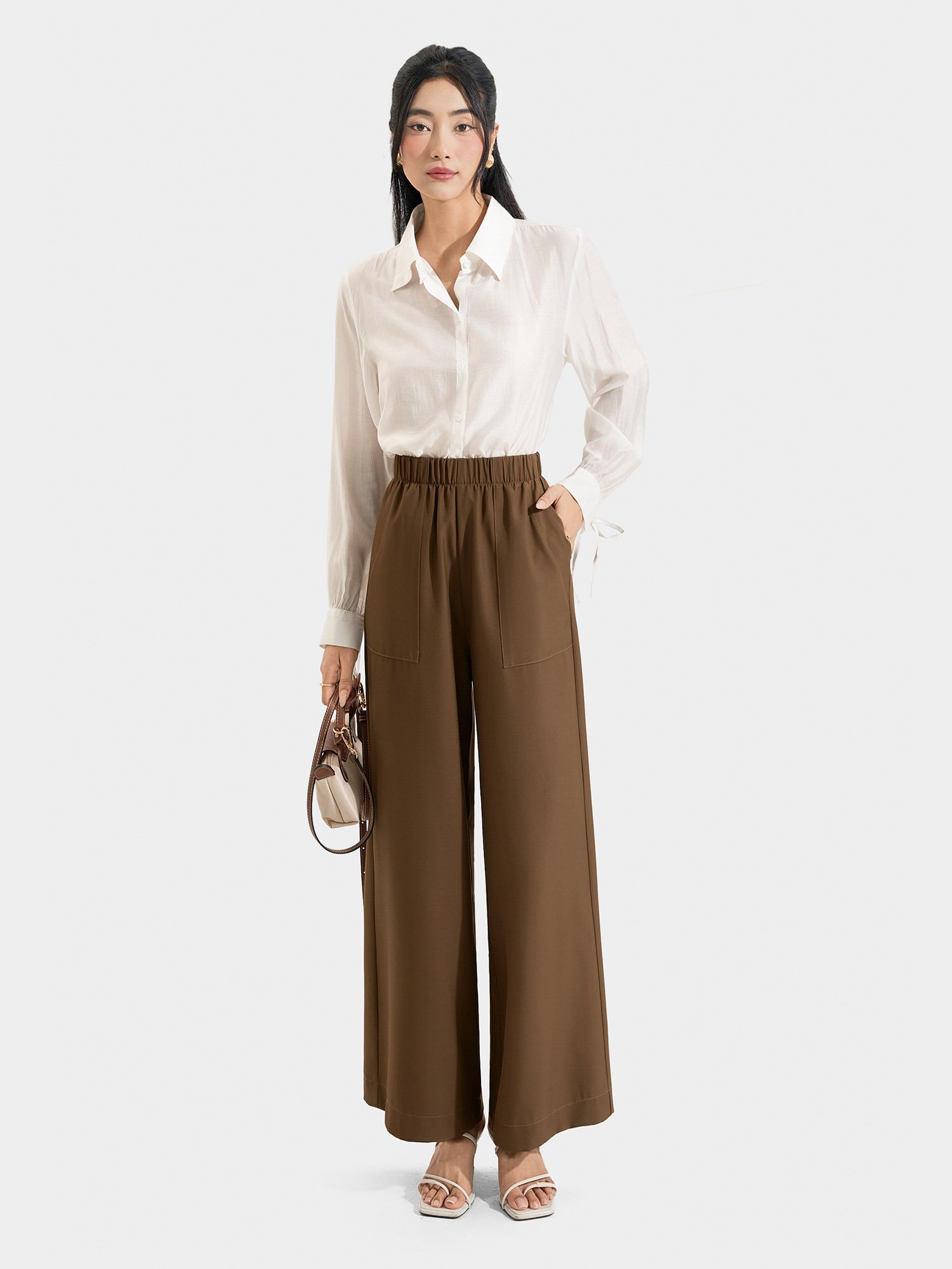 Quần dài ống rộng lưng thun