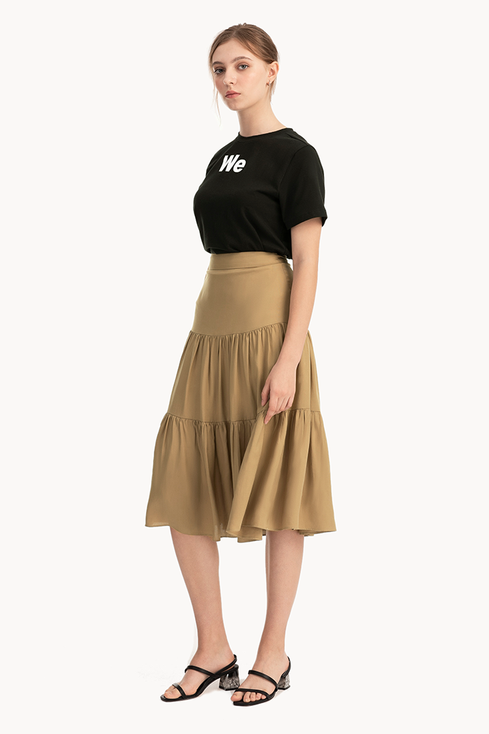 Váy midi nhúng 2 tầng