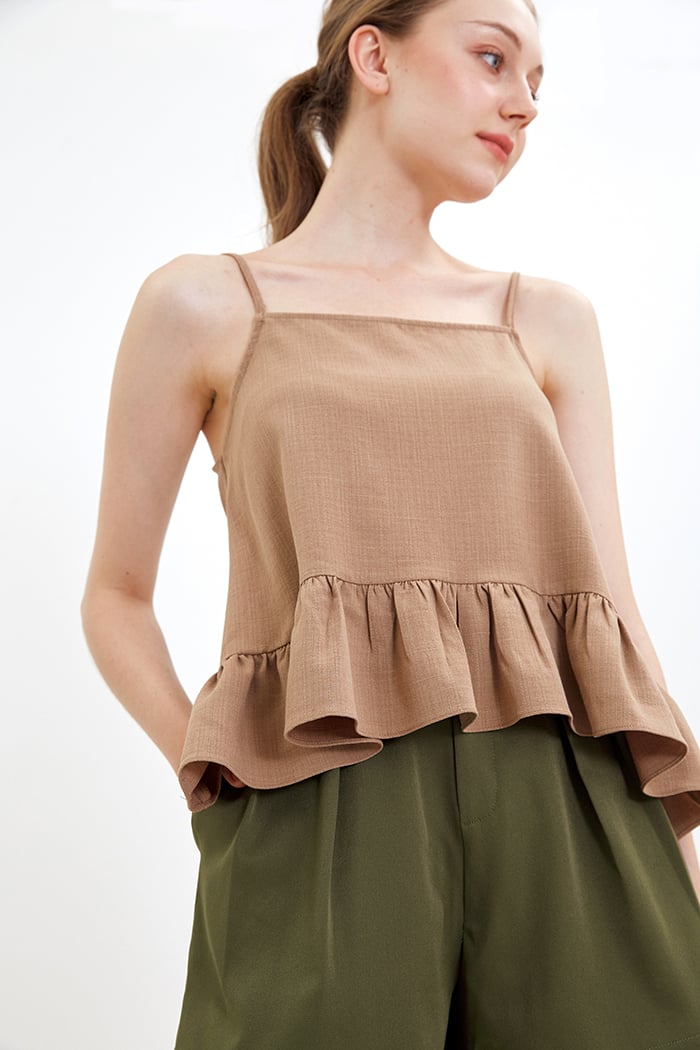 Áo 2 dây bèo linen