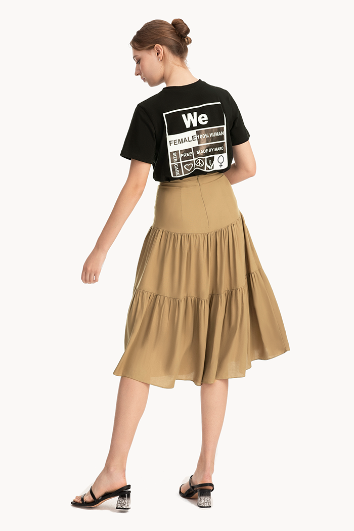 Váy midi nhúng 2 tầng