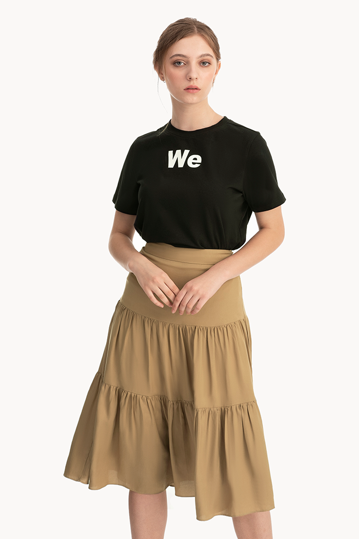 Váy midi nhúng 2 tầng