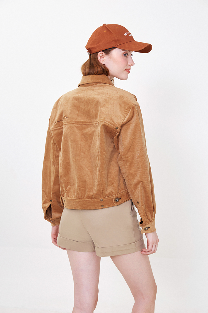 Áo khoác khaki jeans dây kéo túi
